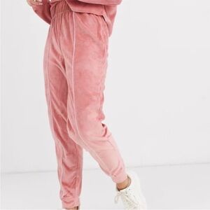 ASOS pink velvet velour cuffed track pants/joggers 6